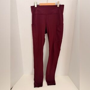 Lululemon Fast and Free 25” Leggings Size 6 Burgundy High Rise Pockets